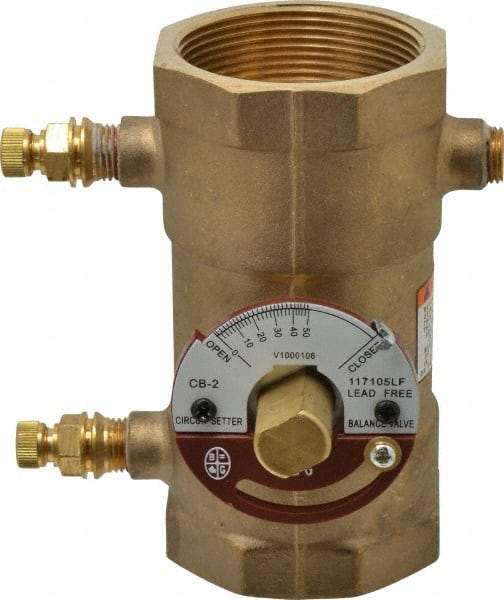 Bell & Gossett - 2" Pipe, Threaded End Connections, Inline Calibrated Balance Valve - 5-1/8" Long, 4-1/8" High, 300 Max psi, Brass Body - Exact Tool & Supply