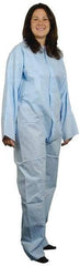 PRO-SAFE - Size 3XL Polypropylene General Purpose Coveralls - Blue, Zipper Closure, Elastic Cuffs, Elastic Ankles, Serged Seams, ISO Class 7 - Exact Tool & Supply