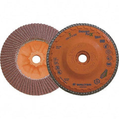 WALTER Surface Technologies - 60 Grit, 4-1/2" Disc Diam, 5/8-11 Center Hole, Zirconia Alumina Flap Disc - 13,300 Max RPM, Plastic Backing, Arbor Attaching System, Coated - Exact Tool & Supply