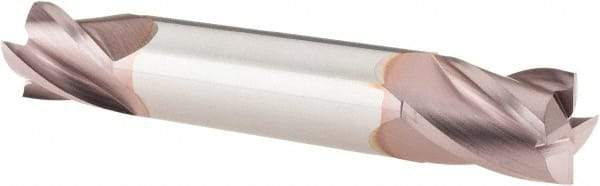 SGS - 1/2", 5/8" LOC, 1/2" Shank Diam, 3" OAL, 4 Flute, Solid Carbide Square End Mill - Double End, TiCN Finish, Spiral Flute, 30° Helix, Centercutting, Right Hand Cut, Right Hand Flute, Series 14 - Exact Tool & Supply