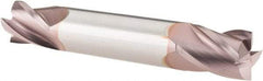 SGS - 1/2", 5/8" LOC, 1/2" Shank Diam, 3" OAL, 4 Flute, Solid Carbide Square End Mill - Double End, TiCN Finish, Spiral Flute, 30° Helix, Centercutting, Right Hand Cut, Right Hand Flute, Series 14 - Exact Tool & Supply