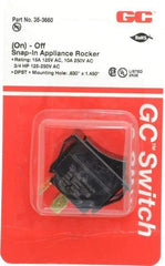 GC/Waldom - DPST, Momentary (MO), On-Off Sequence, Appliance Rocket Switch - 15 Amps at 125 Volts, 10 Amps at 250 Volts, 3/4 hp at 125/250 VAC, Quick Connect, Panel Mount - Exact Tool & Supply