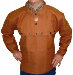 Stanco Safety Products - Size M, 38-40" Chest, 20" Long, Flame Resistant, Cape Sleeves & Bib - Cotton, 12 oz, Russet - Exact Tool & Supply