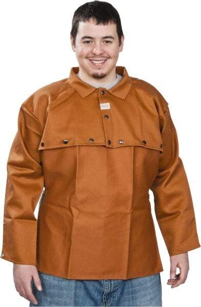 Stanco Safety Products - Size XL, 46-48" Chest, 20" Long, Flame Resistant, Cape Sleeves & Bib - Cotton, 12 oz, Russet - Exact Tool & Supply