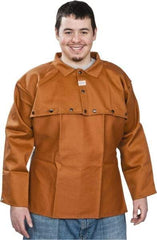 Stanco Safety Products - Size XL, 46-48" Chest, 20" Long, Flame Resistant, Cape Sleeves & Bib - Cotton, 12 oz, Russet - Exact Tool & Supply
