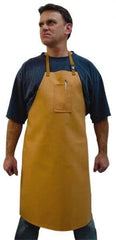 Stanco Safety Products - 24 x 36" Flame Resistant/Retardant & Welding Bib Apron - Cotton, 12 oz Material, Brown, 1 Pocket - Exact Tool & Supply