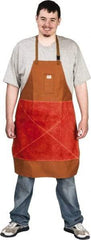 Stanco Safety Products - 24 x 36" Flame Resistant/Retardant & Welding Bib Apron - Cotton, 12 oz Material, Brown, 1 Pocket - Exact Tool & Supply