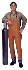 Stanco Safety Products - 24 x 48" Flame Resistant/Retardant & Welding Split Leg Apron - Cotton, 12 oz Material, Brown, 1 Pocket - Exact Tool & Supply