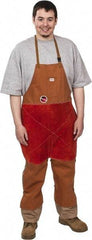 Stanco Safety Products - 24 x 48" Flame Resistant/Retardant & Welding Split Leg Apron - Cotton, 12 oz Material, Brown, 1 Pocket - Exact Tool & Supply