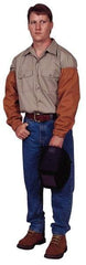 Stanco Safety Products - Size Universal, Brown Cotton Welding Sleeves - 23" Long Sleeve, Elastic Opening at Both Ends - Exact Tool & Supply