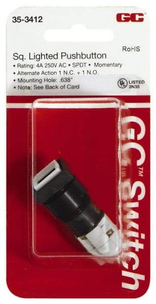 GC/Waldom - 0.638 Inch Mount Hole, Pushbutton Switch Only - Square, Maintained (MA) - Exact Tool & Supply