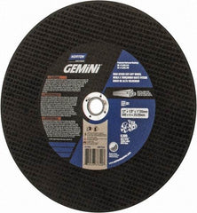 Norton - 12" 24 Grit Aluminum Oxide/Silicon Carbide Blend Cutoff Wheel - 1/8" Thick, 1" Arbor, 6,360 Max RPM, Use with Electric & Gas Powered Saws - Exact Tool & Supply