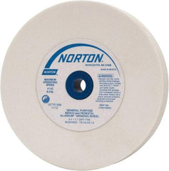 Norton - 100 Grit Aluminum Oxide Bench & Pedestal Grinding Wheel - 6" Diam x 1" Hole x 1" Thick, 4140 Max RPM, J Hardness, Fine Grade , Vitrified Bond - Exact Tool & Supply