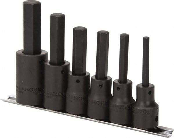 Paramount - 6 Piece 1/2" Drive Metric Impact Hex Bit Socket Set - 6 to 17mm Hex - Exact Tool & Supply