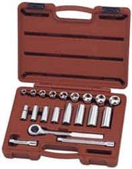 Paramount - 20 Piece 3/8" Drive Deep Well Socket Set - 6 Points, 3/8" to 7/8" Range, Inch Measurement Standard - Exact Tool & Supply