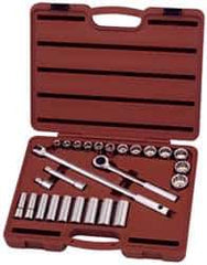 Paramount - 26 Piece 1/2" Drive Deep Well Socket Set - 6, 12 Points, 7/16" to 1" Range, Inch Measurement Standard - Exact Tool & Supply