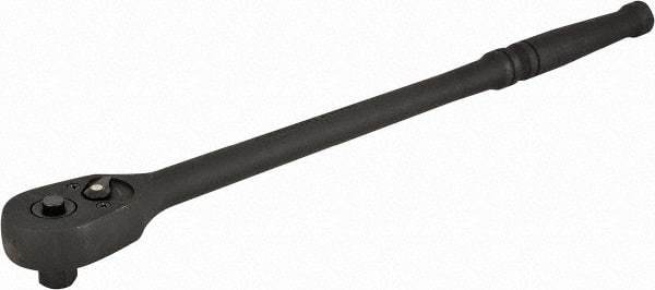 Paramount - 1/2" Drive Pear Head Quick-Release Ratchet - Black Oxide Finish, 15" OAL, 45 Gear Teeth, Standard Knurled Handle - Exact Tool & Supply