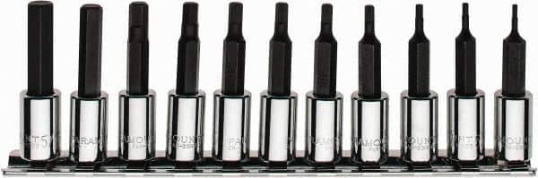 Paramount - 11 Piece 1/4" Drive Inch Hex Bit Socket Set - 1/16 to 5/16" Hex - Exact Tool & Supply