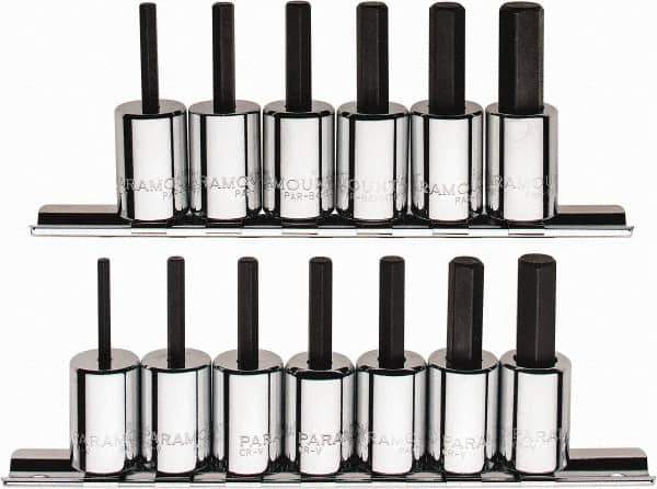 Paramount - 13 Piece 3/8" Drive Inch/Metric Hex Bit Socket Set - 1/8 to 3/8" Hex - Exact Tool & Supply