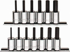Paramount - 13 Piece 3/8" Drive Inch/Metric Hex Bit Socket Set - 1/8 to 3/8" Hex - Exact Tool & Supply