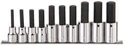 Paramount - 10 Piece 1/2" Drive Metric Hex Bit Socket Set - 6 to 19mm Hex - Exact Tool & Supply