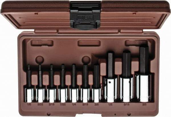 Paramount - 10 Piece 3/8 & 1/2" Drive Inch Hex Bit Socket Set - 1/8 to 5/8" Hex - Exact Tool & Supply