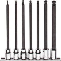 Paramount - 7 Piece 3/8" Drive Inch Ball Hex Bit Socket Set - 1/8 to 3/8" Hex - Exact Tool & Supply
