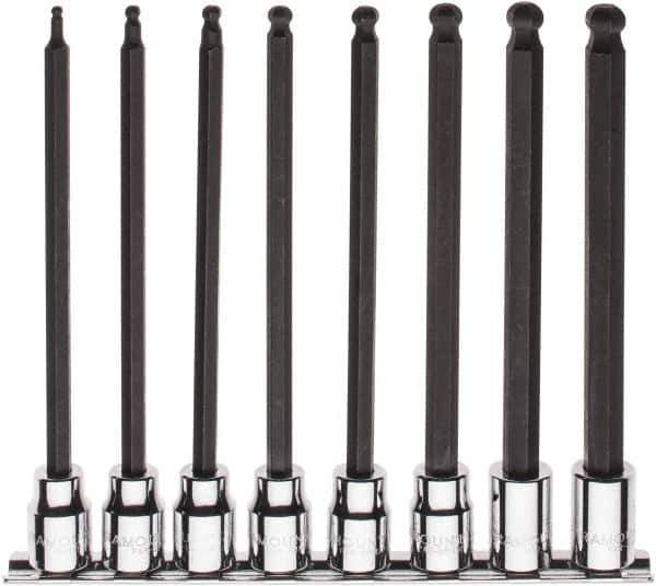 Paramount - 8 Piece 3/8" Drive Metric Ball Hex Bit Socket Set - 3 to 10mm Hex - Exact Tool & Supply