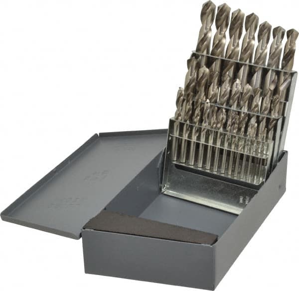 Hertel - 1/16 to 1/2", 118° Point, Bright Finish, High Speed Steel Screw Machine Length Drill Bit Set - Exact Tool & Supply