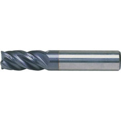 Kennametal - 1/2", 2-1/2" LOC, 1/2" Shank Diam, 4-1/2" OAL, 4 Flute, Solid Carbide Square End Mill - Single End, AlTiN Finish, Spiral Flute, 38° Helix, Centercutting, Right Hand Cut, Right Hand Flute, Series HPHV - Exact Tool & Supply