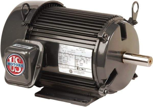 US Motors - 1 hp, TEFC Enclosure, No Thermal Protection, 1740, 1415 RPM, 208-230/460 & 190/380 Volt, 60/50 Hz, Three Phase Premium Efficient Motor - Size 56 Frame, C-Face Mount, 1 Speed, Sealed Ball Bearings, 3.1-3.0/1.5 Full Load Amps, F Class Insulation - Exact Tool & Supply
