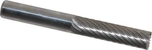 Atrax - 1/4" Cut Diam, 1/4" Shank Diam, Cylinder with End Cut Head Single Cut Burr - Carbide, End Cut End, 1" LOC, 2" OAL - Exact Tool & Supply