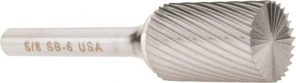 Atrax - 5/8" Cut Diam, 1/4" Shank Diam, Cylinder with End Cut Head Single Cut Burr - Carbide, End Cut End, 1" LOC, 2-3/4" OAL - Exact Tool & Supply