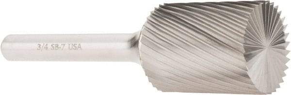 Atrax - 3/4" Cut Diam, 1/4" Shank Diam, Cylinder with End Cut Head Single Cut Burr - Carbide, End Cut End, 1" LOC, 2-3/4" OAL - Exact Tool & Supply