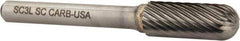 Atrax - 3/8" Cut Diam, 1/4" Shank Diam, Cylinder with Radius Head Single Cut Burr - Carbide, Radius End, 1" LOC, 2-1/4" OAL - Exact Tool & Supply