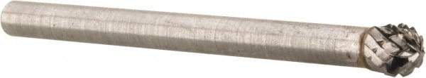Atrax - 5/32" Cut Diam, 1/8" Shank Diam, Ball Head Double Cut Burr - 5/32" LOC, 1-1/2" OAL - Exact Tool & Supply