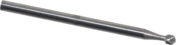 Atrax - 3/32" Cut Diam, 3/32" Shank Diam, Ball Head Single Cut Burr - Carbide, 3/32" LOC, 1-1/4" OAL - Exact Tool & Supply