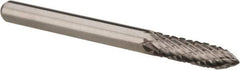 Atrax - 1/8" Cut Diam, 1/8" Shank Diam, Tree Head Double Cut Burr - Carbide, Point End, 1/2" LOC, 1-1/2" OAL - Exact Tool & Supply