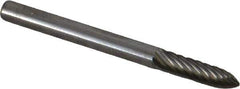 Atrax - 1/8" Cut Diam, 1/8" Shank Diam, Tree Head Single Cut Burr - Carbide, Point End, 1/2" LOC, 1-1/2" OAL - Exact Tool & Supply