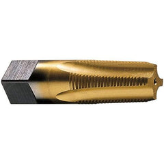 Vermont Tap & Die - 1-1/2 - 11-1/2 NPT Thread, 7 Flute Standard Pipe Tap - 4-1/4" OAL, 1-3/4" Thread Length, 1-1/2" Shank Diam, TiN Finish, High Speed Steel - Exact Tool & Supply