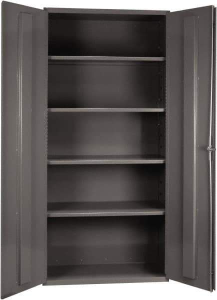 Durham - 4 Shelf Locking Storage Cabinet - Steel, 36" Wide x 24" Deep x 72" High, Gray - Exact Tool & Supply