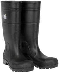 MCR Safety - Men's Size 12 Medium Width Plain Knee Boot - Black, PVC Upper, 16" High, Non-Slip, Waterproof - Exact Tool & Supply