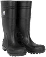 MCR Safety - Men's Size 12 Medium Width Plain Knee Boot - Black, PVC Upper, 16" High, Non-Slip, Waterproof - Exact Tool & Supply