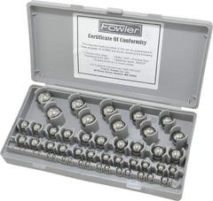 Fowler - 1/8 to 1 Inch Diameter, Chrome Steel, Gage Ball Set - 0.0001 Inch Tolerance, Grade 24 Accuracy, 63 RC Hardness, 26 Pairs - Exact Tool & Supply