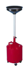 Made in USA - 18 Gal Oil Drain Container with Casters - Orange - Exact Tool & Supply