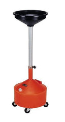 Made in USA - 8 Gal Oil Drain Container with Casters - Orange - Exact Tool & Supply