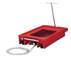 Made in USA - 17 Gal Oil Drain Container with Evacuation Kit - Orange, Low Boy with Pump - Exact Tool & Supply