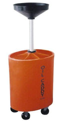 Made in USA - 30 Gal Oil Lift Drain Container with Casters - Orange, Drain Tub - Exact Tool & Supply