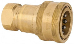 Parker - 3/4 NPTF Brass Hydraulic Hose Female Pipe Thread Coupler - 1,000 psi, 28 GPM - Exact Tool & Supply