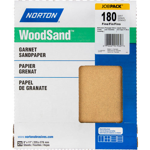 11″ × 9″ Woodsand A511 Paper Sheet 180 Grit Fine Garnet - Exact Tool & Supply
